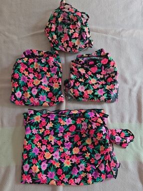 🌺 Vintage Victoria's Secret 4pc Tropical Floral Bikini Bathing Swimsuit Set 🌺